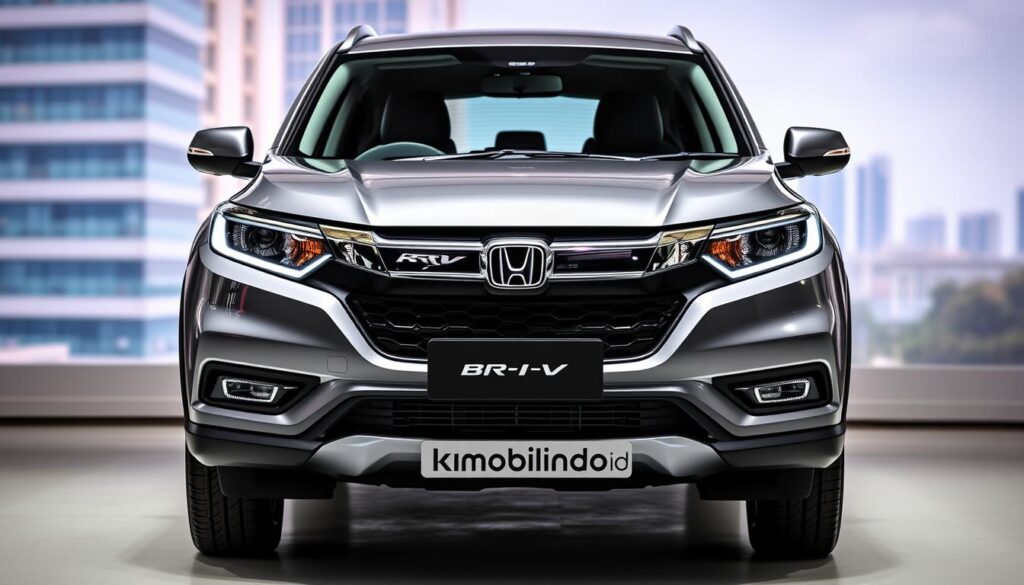 A sleek and modern Honda BR-V SUV crossover, showcasing its refined exterior design with a prominent grille, distinctive LED headlights, and sculpted body panels. The vehicle is captured in a well-lit, three-quarter front view, highlighting its spacious 7-seater cabin and rugged yet stylish appearance. The background features a blurred urban landscape, emphasizing the BR-V's versatility and suitability for both city and adventure driving. The hkmobilindo.id logo is discreetly displayed on the vehicle's body, complementing the overall aesthetic. A sleek and modern Honda BR-V SUV crossover, showcasing its refined exterior design with a prominent grille, distinctive LED headlights, and sculpted body panels. The vehicle is captured in a well-lit, three-quarter front view, highlighting its spacious 7-seater cabin and rugged yet stylish appearance. The background features a blurred urban landscape, emphasizing the BR-V's versatility and suitability for both city and adventure driving. The hkmobilindo.id logo is discreetly displayed on the vehicle's body, complementing the overall aesthetic.